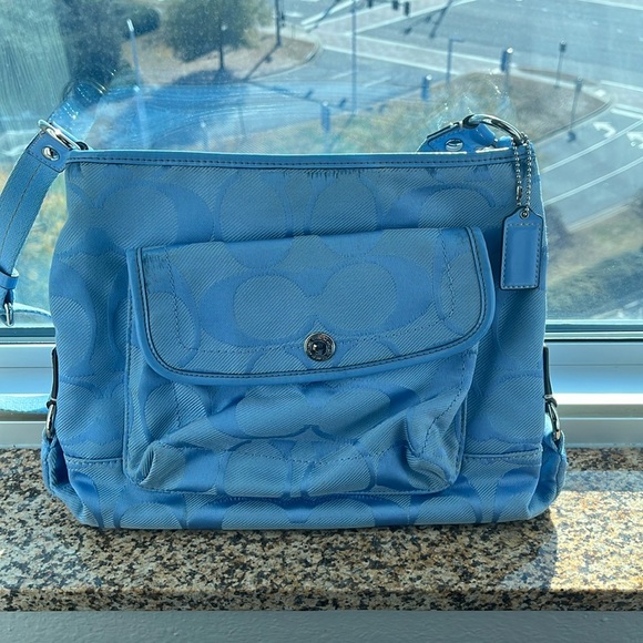 Coach Handbags - Coach Signature Canvas Baby Blue crossbody Purse
